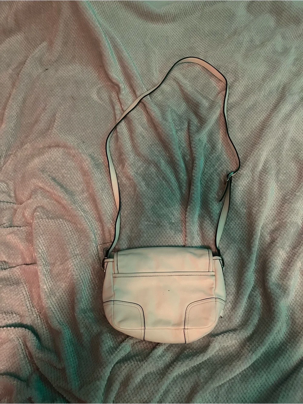 Coach Cream Leather Crossbody Bag with Front Buckle